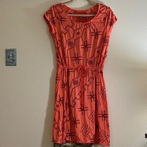 Johnny Was Coral Geometric Midi Dress